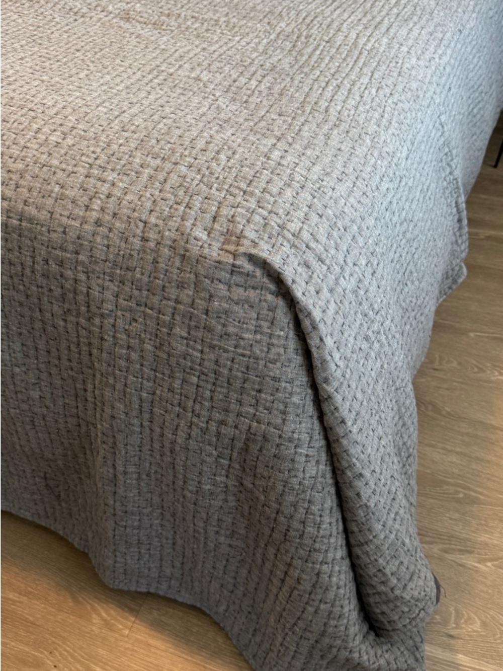 Restoration Hardware Gray Waffle-Texture Quilt